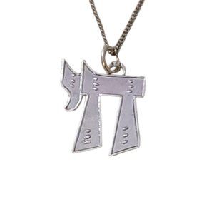 Men’s Jewish Chai Hebrew Necklace Stainless Steel Christian Jewelry Silver Chain